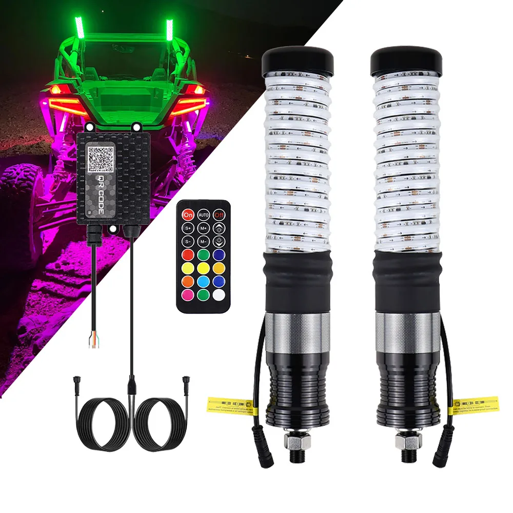 

1ft (30.48cm) COB LED Fat Whip Lights Turn Signal/Brake Lights for Polaris RZR UTV ATV Offroad Boat App/Remote Control