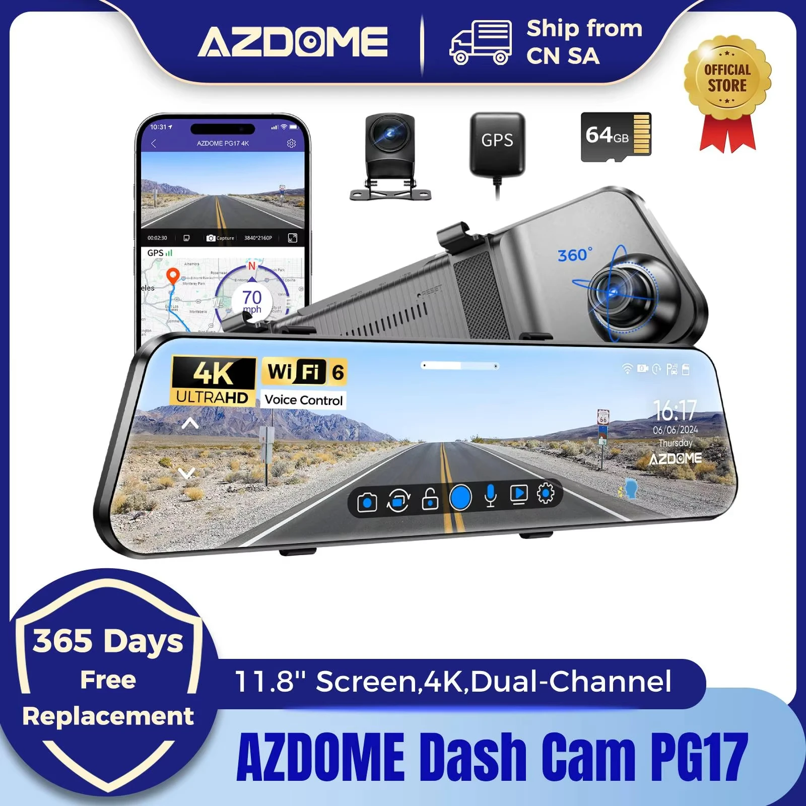 2020 neue AZDOME 10 "Full Screen Rück Dash cam Berühren Stream Spiegel Auto Dvr Kamera FHD Video