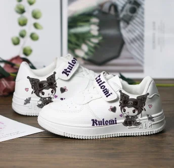 Kuromi Board Shoes Sanrio Tennis Shoes Girls Casual Sneakers Kawaii Kuromi Sport Shoes New Kids White Shoes Size 26-37