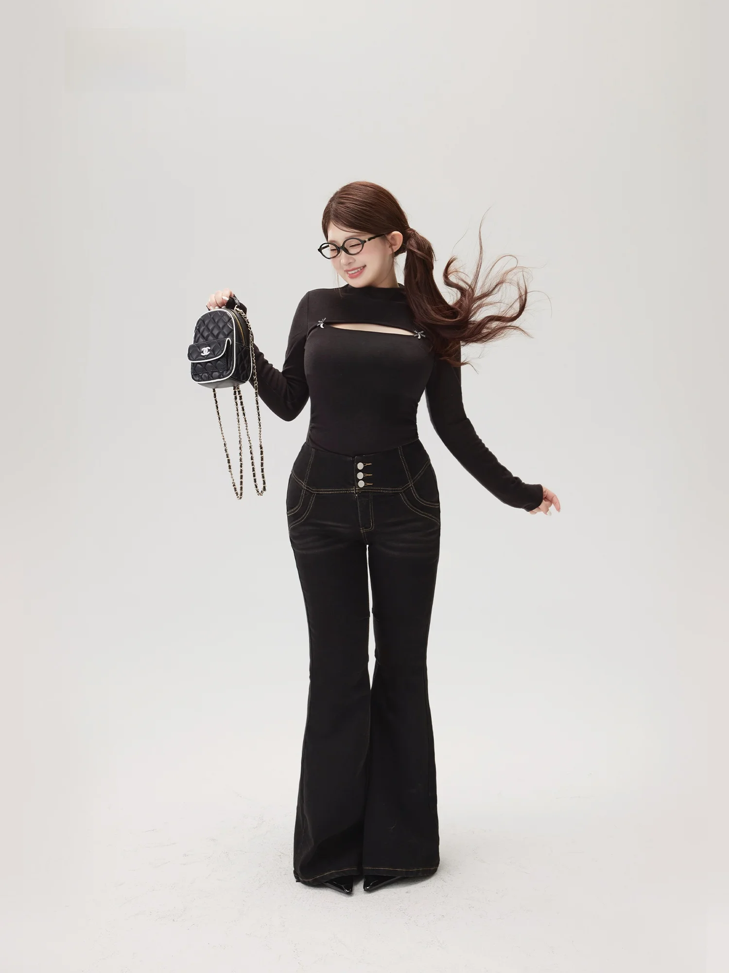 

Fce Lined Denim Jeans Women's Body a Model Pants Re Meat Girl Casual Sle Micro Flare Autumn Winter Ladies