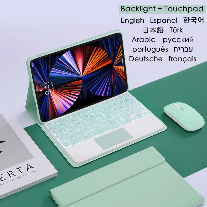 

Touchpad Backlight Keyboard Case for Xiaomi Redmi Pad 2022 10.61 inch Keyboard Cover Arabic Russian Spanish Portuguese Teclado