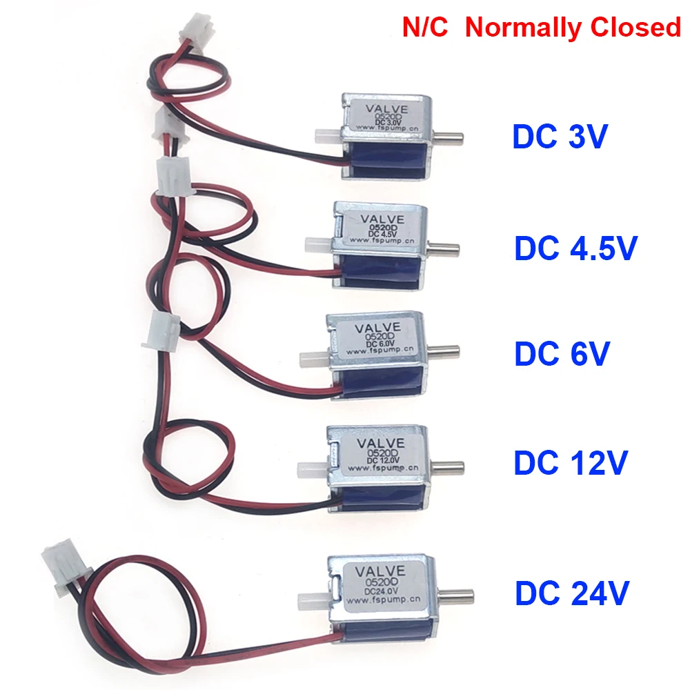 DC 3V/ 4.5V/ 6V/ 12V/ 24V Mini Electric Solenoid Valve N/C Normally Closed 2-way Gas Air Valve Electromagnetic Solenoid Valve