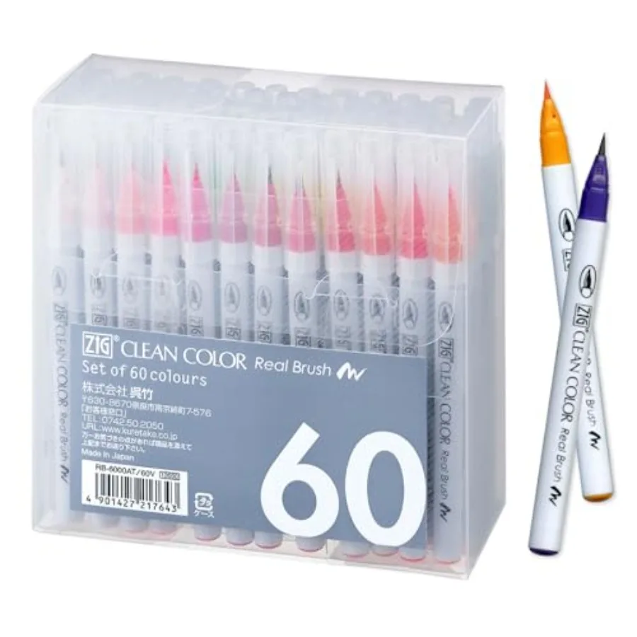 

Набор маркеров Zig Clean Color Real Brush, 60 цветов, с кистевым наконечником, для профессиональных художников, для раскрашивания, рисования, каллиграфии, надписей, M