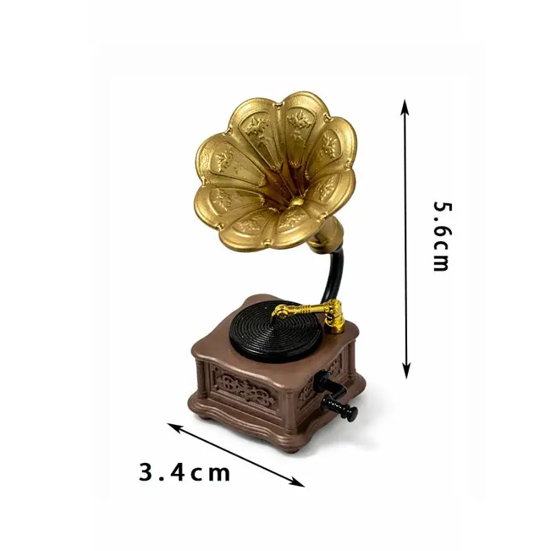 Hot-1Pcs Living Room Accessories Dollhouse Vintage Phonograph Miniatures Model DIY Doll House Role-playing Scene Ornaments Gifts view 6
