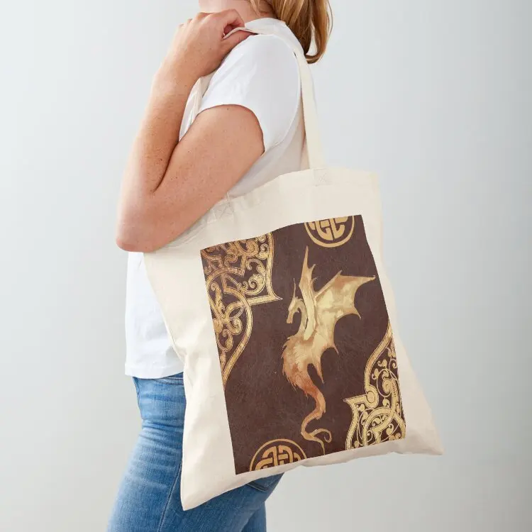 ?Celtic Dragon Grimoire – Vintage Mythical Beast Design Tote Bag Fabric bag woman shopping bag tote woman