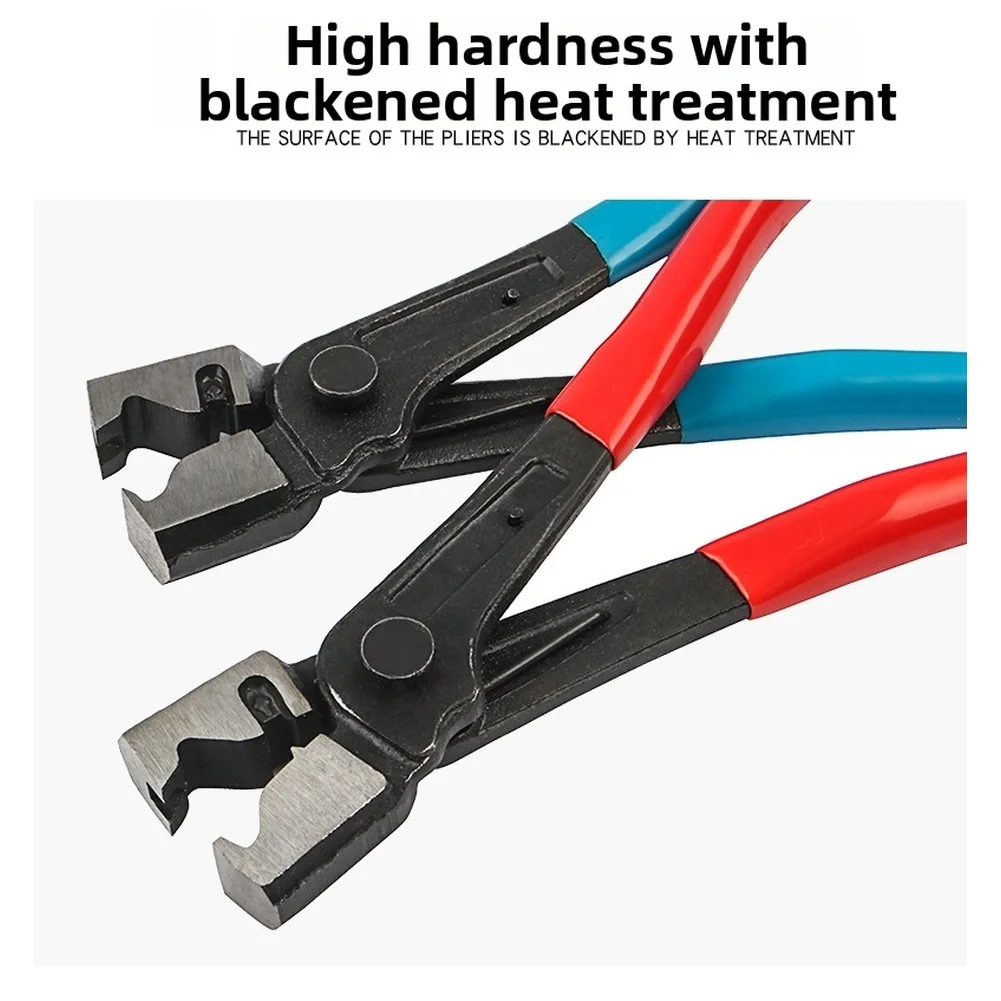 Vise-type Automotive Hose Clamp Pliers, Heat-treated Jaws, Alloy Construction, Anti-slip Red Handles, 175 Mm Compact Tool