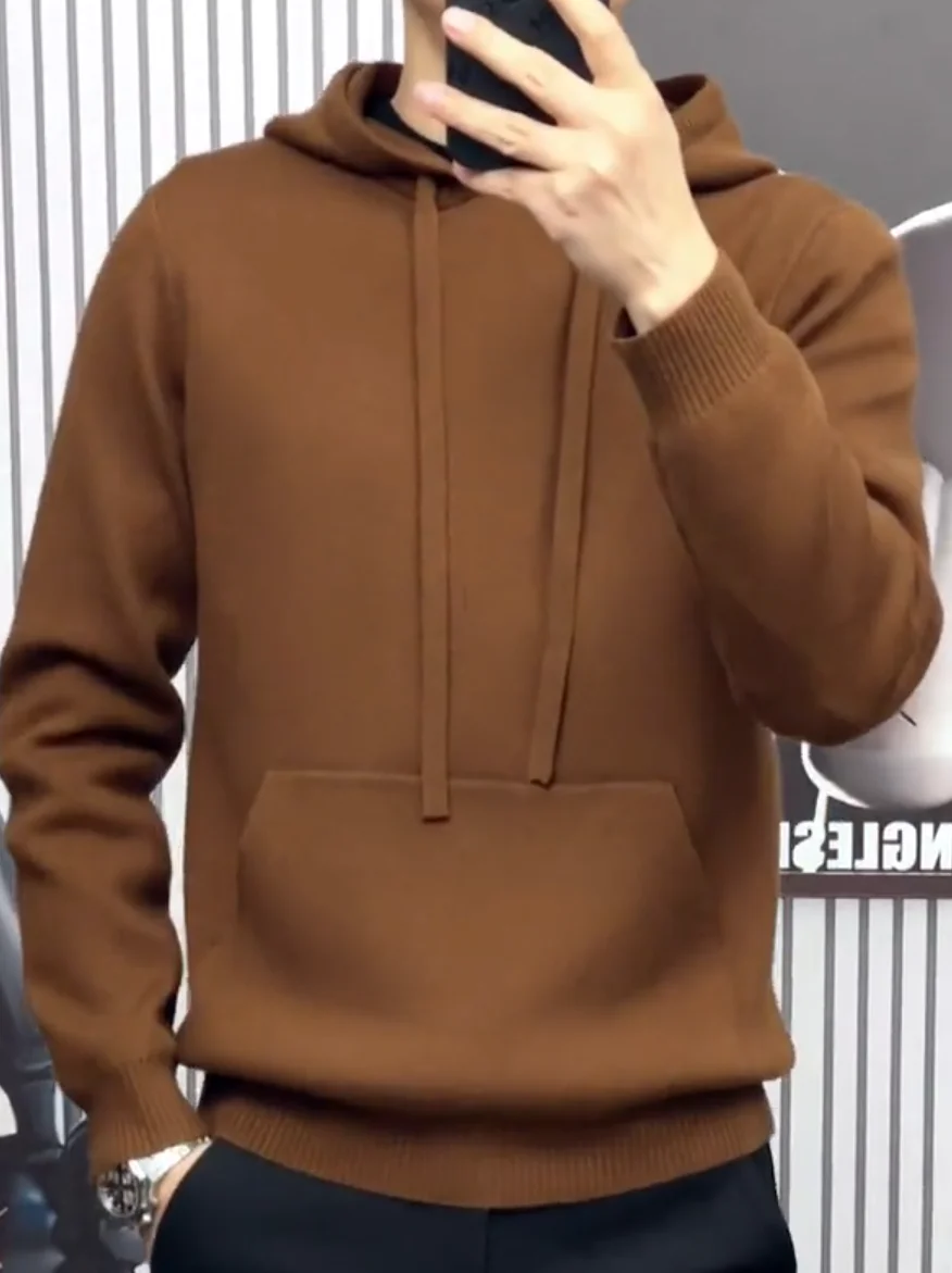 

Удобный высококачественный мужской вязаный свитер-шапка: модный, универсальный, осенне-зимний, новинка, для молодежи, энергичный стиль