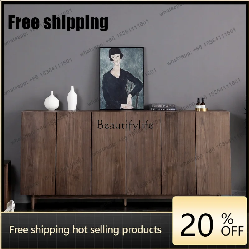 JJ  North American Black Walnut Storage Storage Simple Modern Log Solid Wood Porch Cabinet