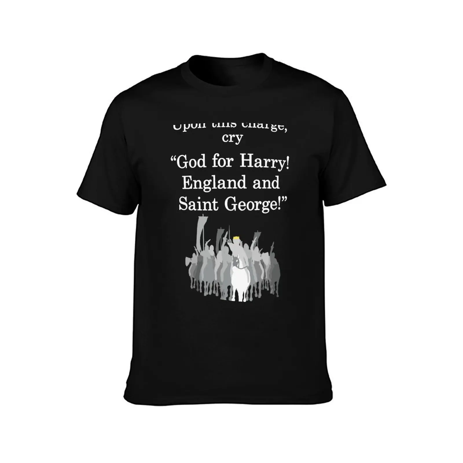 Shakespeare - Henry V - upon this charge, - dark T-Shirt, Summer Casual Cotton Tee, Oversized Streetwear Tops, Unisex Men Women