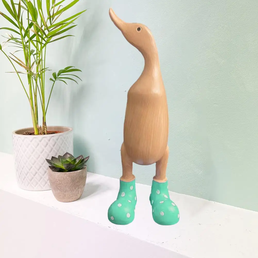 Wooden Duck Ornament High-quality Wood Ornament Charming Eco-friendly Wooden Duck Rain Boots Versatile Eye-catching Home Decor