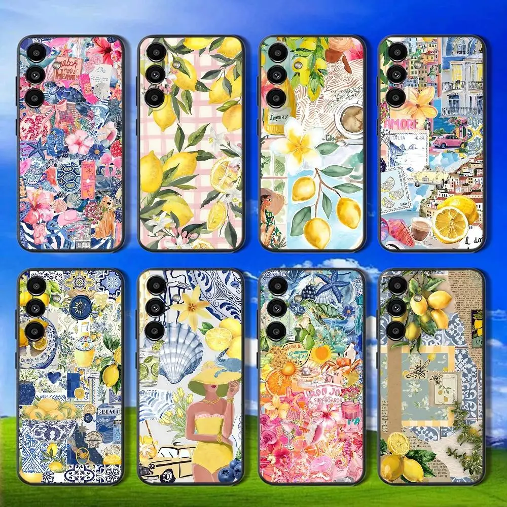 

Seaside Scenery Wine Lemon Phone Case For Samsung Galaxy A13,A21s,A22,A31,A32,A52,A53,A71,A80,Soft Black Shell