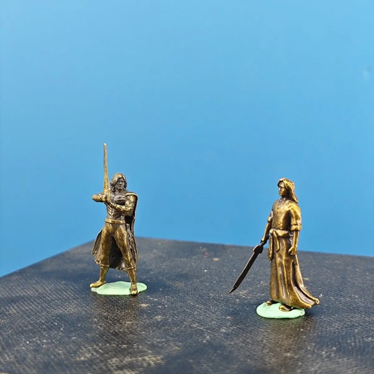 Brass  Ancient Style Hero Figures for Fengyun Struggle, Miniature Landscape Fake Mountain and Water, Aquascape Scene Arrangement