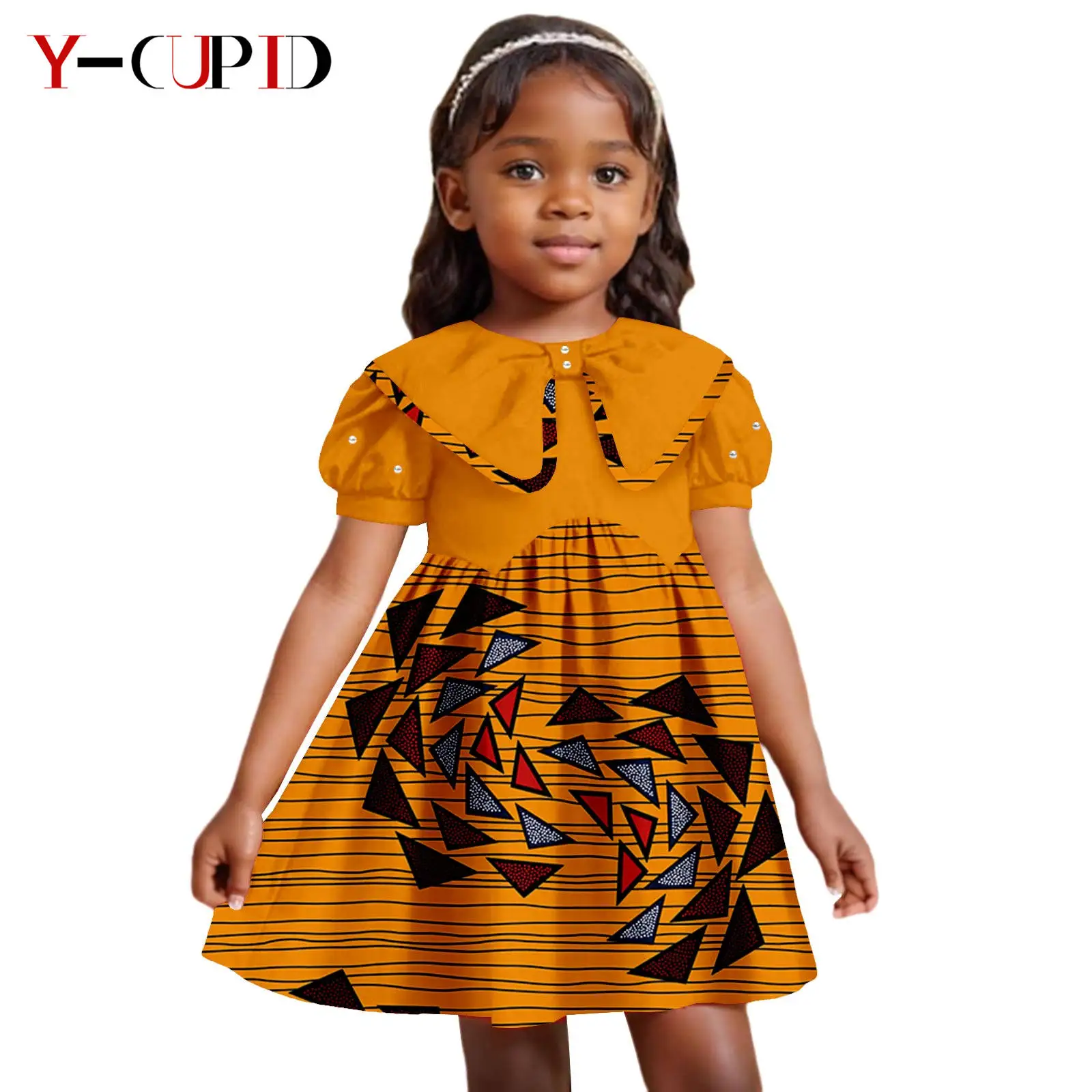 Vestidos estampados africanos para niña, ropa bordada de Ankara, a juego, Bazin Riche, trajes de algodón para niños, 2445017