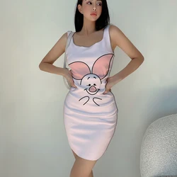 2022 Fall New Sexy Nightclub Party Disney Brand Mickey and Winnie the Pooh Anime 3D Printing Fashion Trend Slim Sling Dress