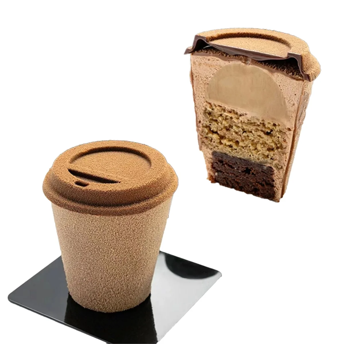 AT13 Molde de silicona para pastel con forma de taza de café, herramienta para hornear postre y Mousse de chocolate para cocina, molde de silicona A