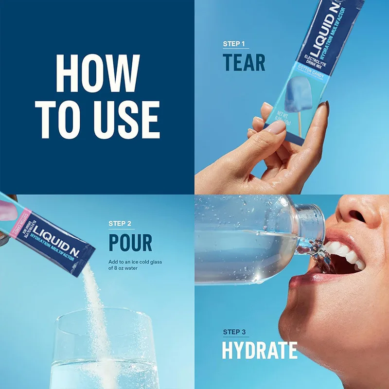 مزيج مشروبات مسحوق التحليل بالكهرباء المضاعف مع الفيتامينات B3، B5، B6، B12 C مسحوق التحليل بالترطيب المحسن