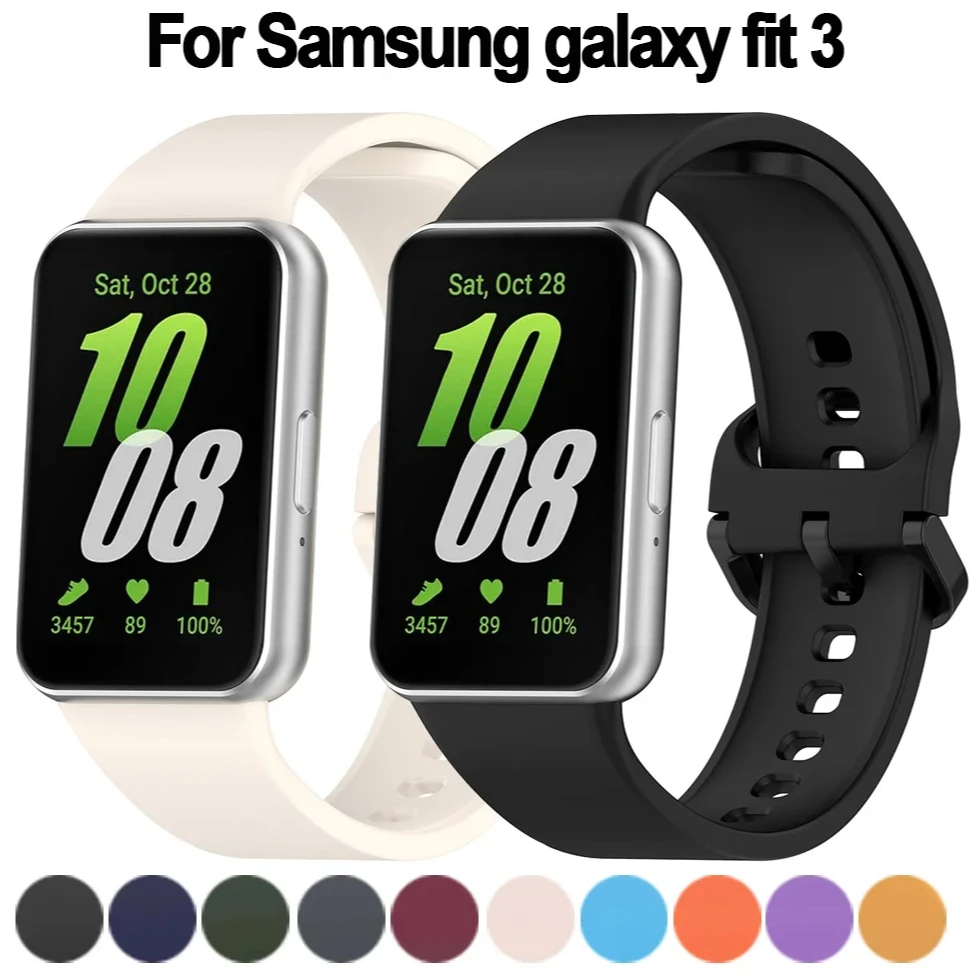 Силиконовый ремешок для Samsung Galaxy Fit3 Fit3 SM-R390, металлическое соединение, мягкий водонепроницаемый спортивный модный браслет для умных часов