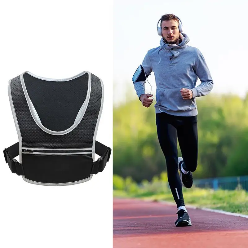 

Running Vest With Phone Pocket Reflective Adjustable Unisex Running Vest Water Resistant Hydration Water Bottle Pouch For