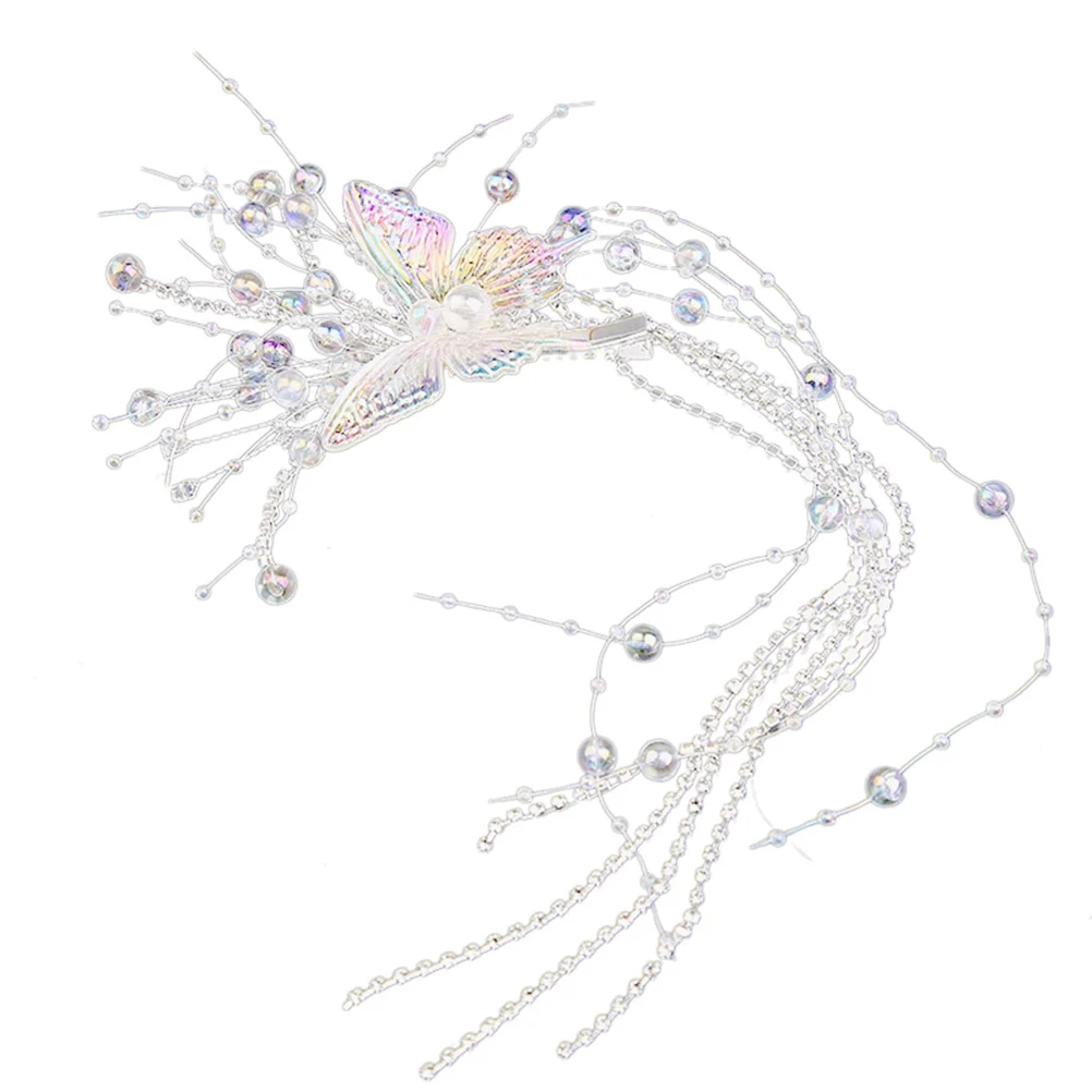 

Wedding Hair Clip Handmade Butterfly Pearl Tassel Bridal Hairclip Elegant Wedding Bridal Updo Accessories Fancy Claw Clip