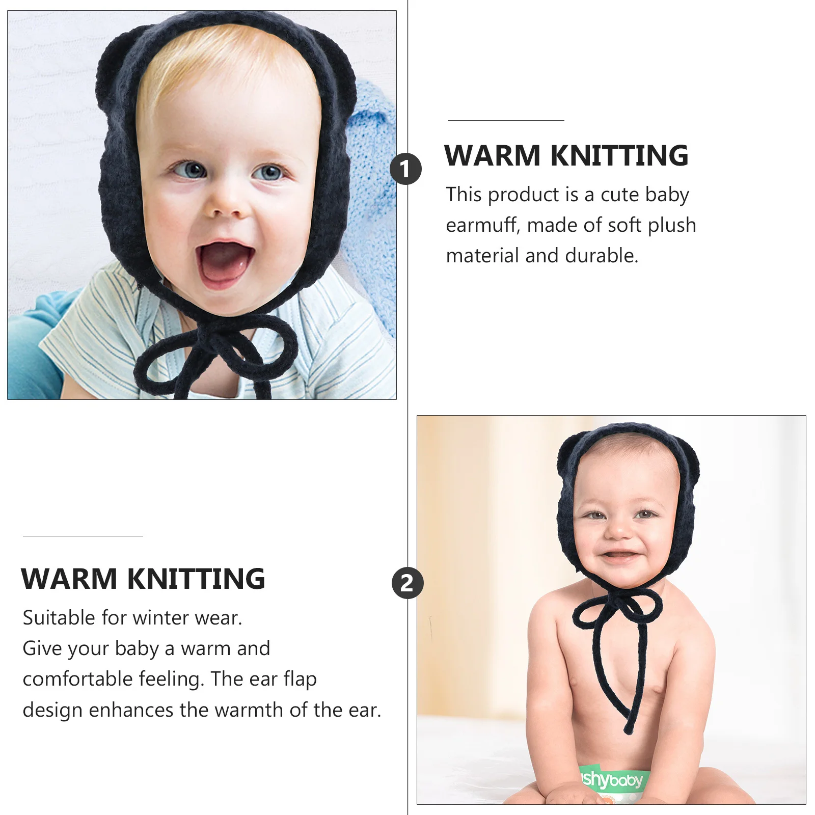 

1Pcs Infant Earmuff Winter Warm Soft Knit Hat Ear Flap Comfortable Cozy for Baby Use Cold Weather Baby Earmuff