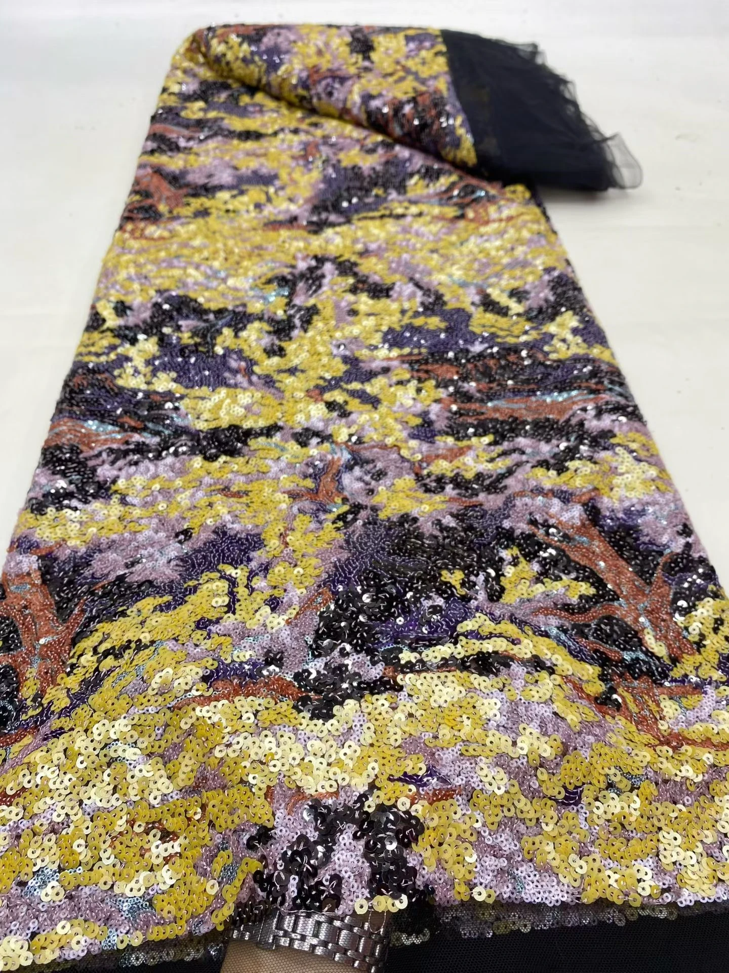 

Latest 2025 High Quality African Nigerian With Tulle Sewing Lace Fabric Guipure Embroidery Beads Dresses Sequins 5Yards DP0474