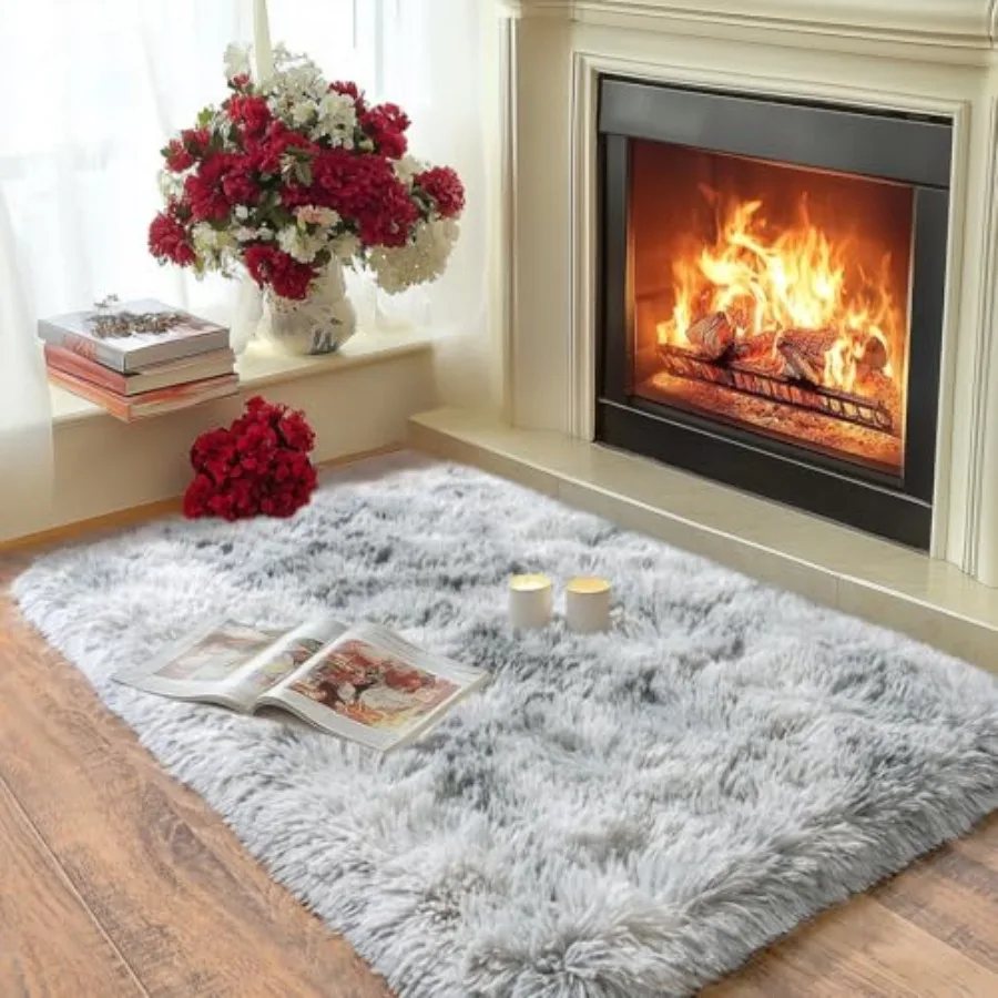 Fluffy Small Rug for Bedroom 2x3 Feet Shag Soft Area Rug Modern Plush Carpet Furry Cute Bedside Rug for Girls Boys Room Nursery view 3