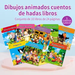 Spanish Set of 10 Fairy Tale Books Children's Bedtime Stories Companion Reading Color Content for Preschool Learning Educationa
