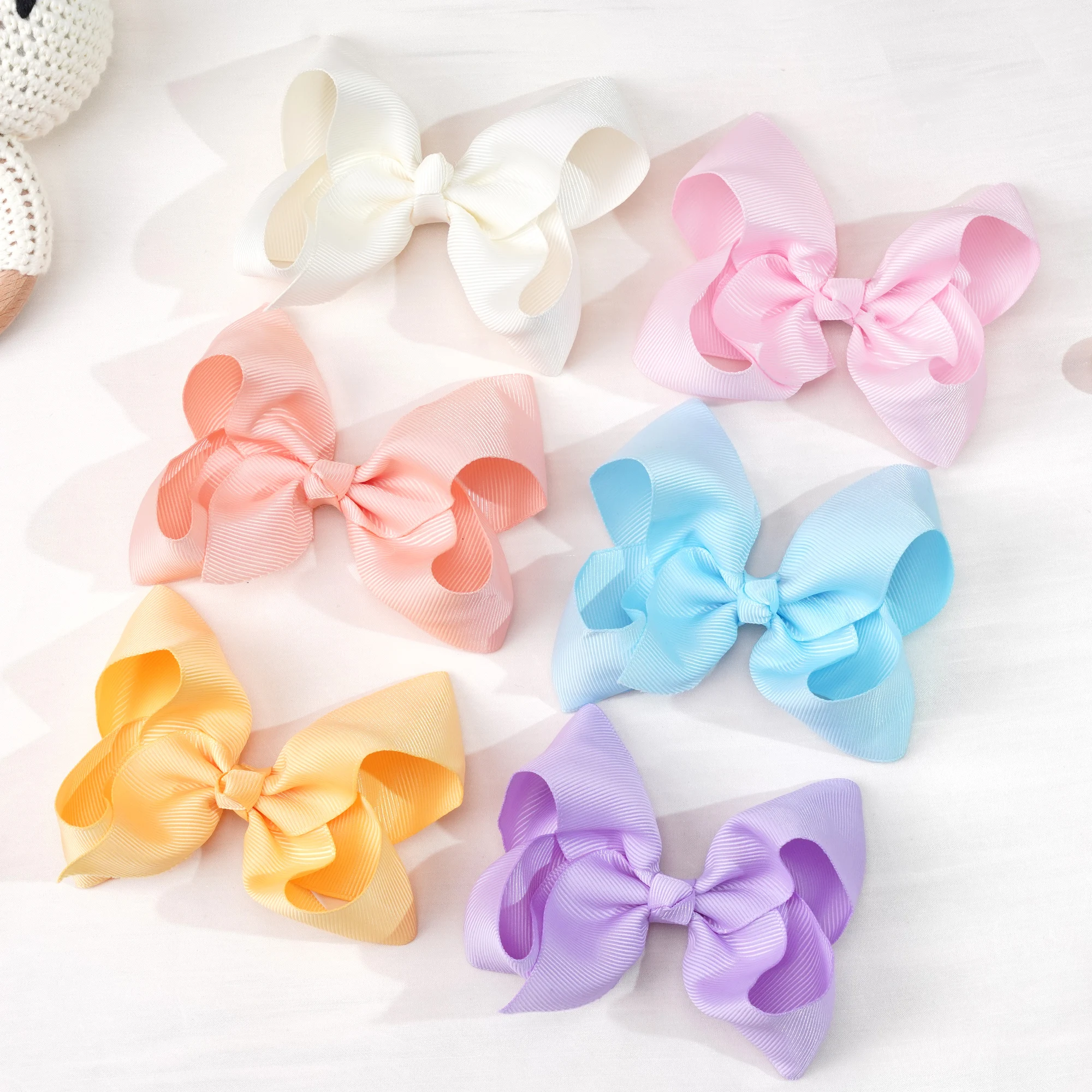 20 pezzi 4.5 '' carino solido nastro del grosgrain bowknot fermagli per capelli per ragazze forcine fatte a mano barrettes copricapi accessori per capelli per bambini