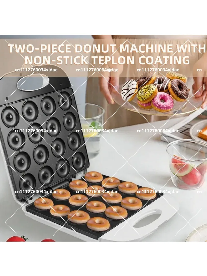 16-Hole Double-Sided Heating Round Cake & Donut Maker, Non-Stick Household Breakfast Baking Machine