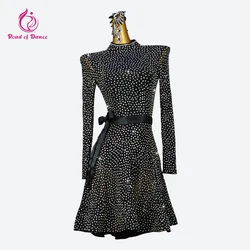 New Latin Dance Dress Ballroom Prom Party Girl Clothes Samba Practice Wear Costume Line Skirt Woman Fringed Suit Stage Plus Size