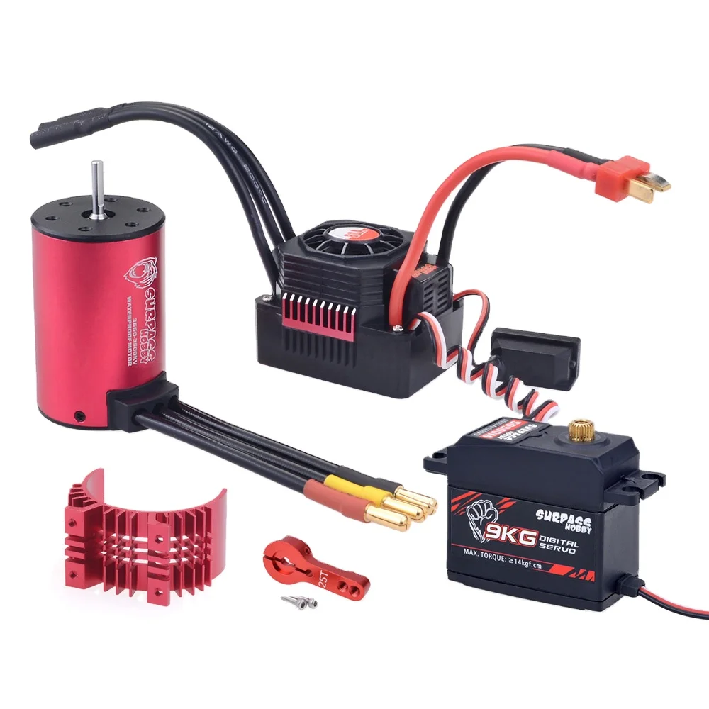 

KK Waterproof Combo 3660 3500KV Brushless Motor W//Heat Sink 80A Brushless ESC +S0900M 9KG Servo for RC 1/10 Car