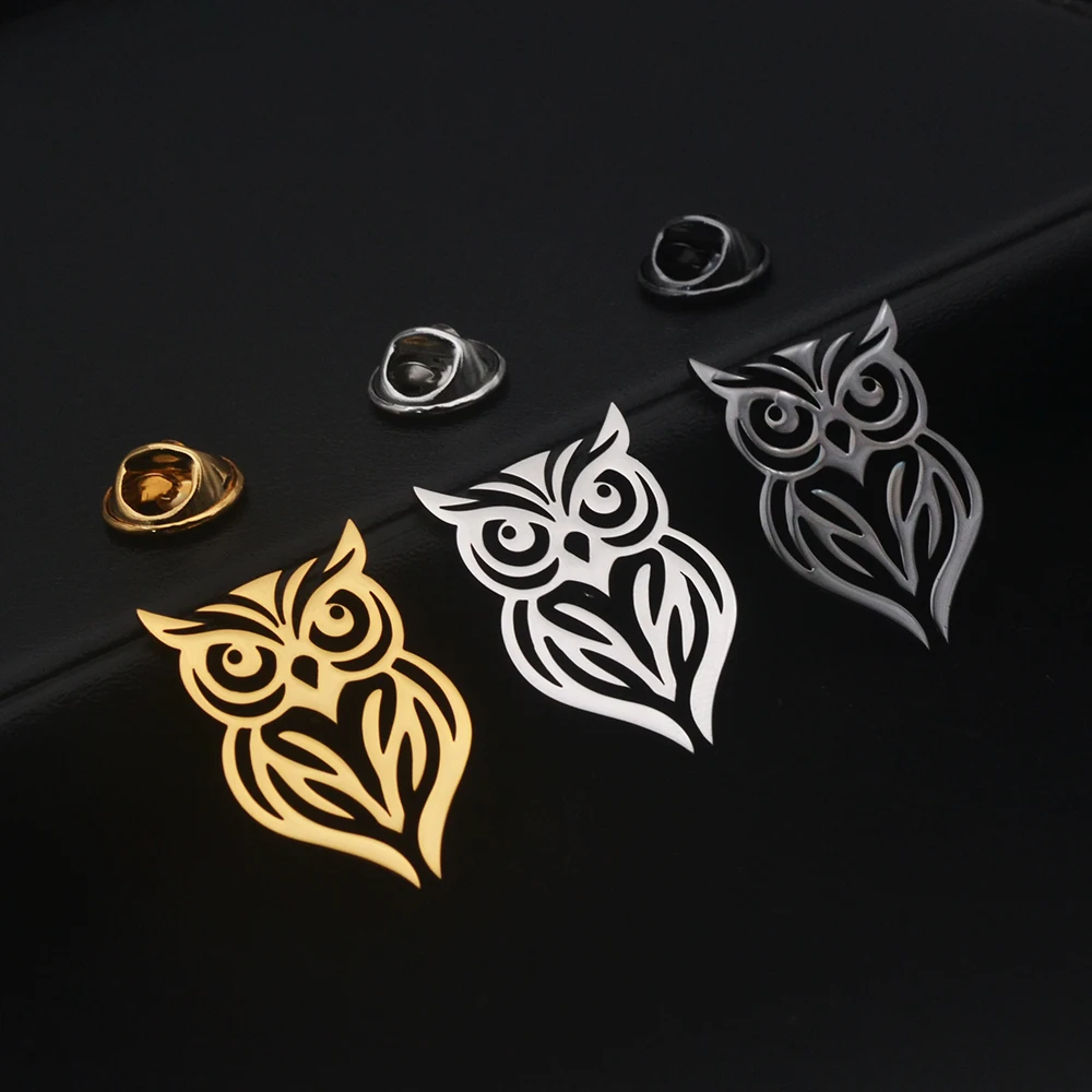 Neue Brosche aus Edelstahl, Eulenbrosche, Damenpullover-Accessoires, individuelle Großhandelsbrosche, Geburtstagsgeschenk