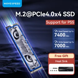 MOVESPEED-unidad interna de estado sólido SSD NVMe M2, 1TB, 2TB, 4TB, 7450Mbs, para PS5, PCIe, 4,0x4, 2280, para ordenador portátil y de escritorio