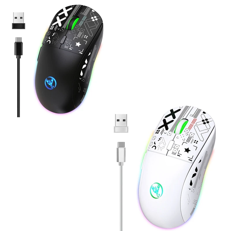 WISH HXSJ T90 2,4G Беспроводная механическая мышь RGB Игровая мышь Эргономичная мышь с разрешением 3600 точек на дюйм 11 режимов освещения RGB Мыши