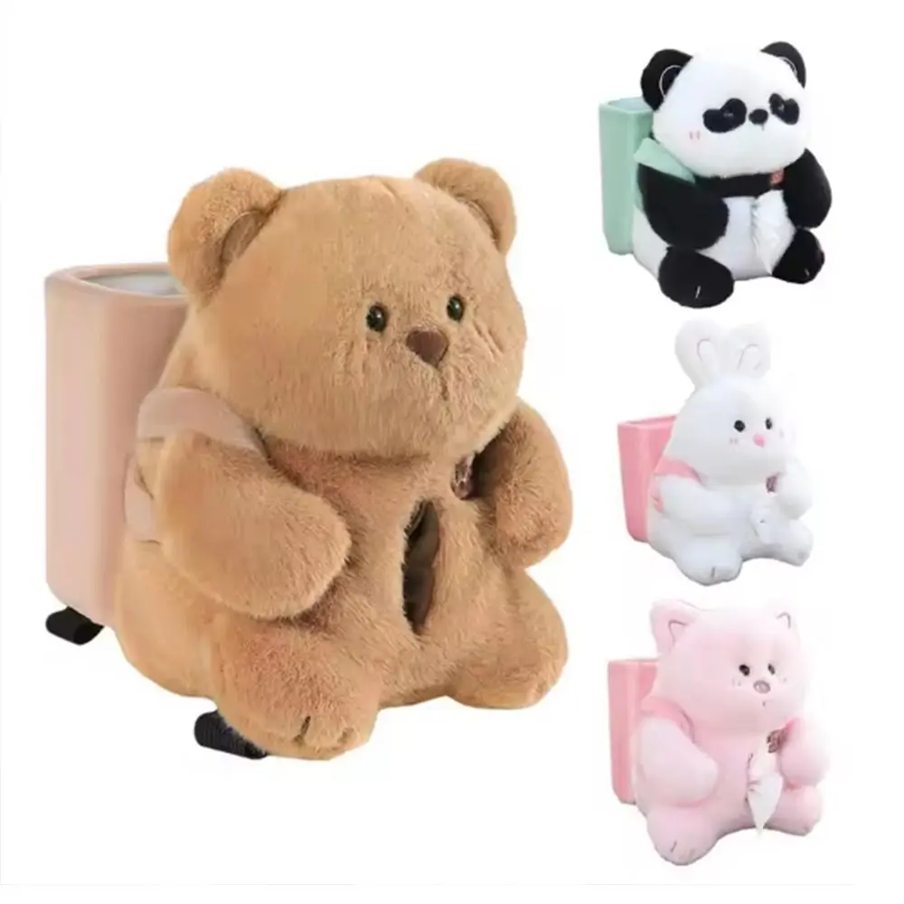 

Eye-covering Bear 2-in-1 Car Tissue Box Elastic Straps Removable Auto Tissue Holder Easy To Install Comfortable