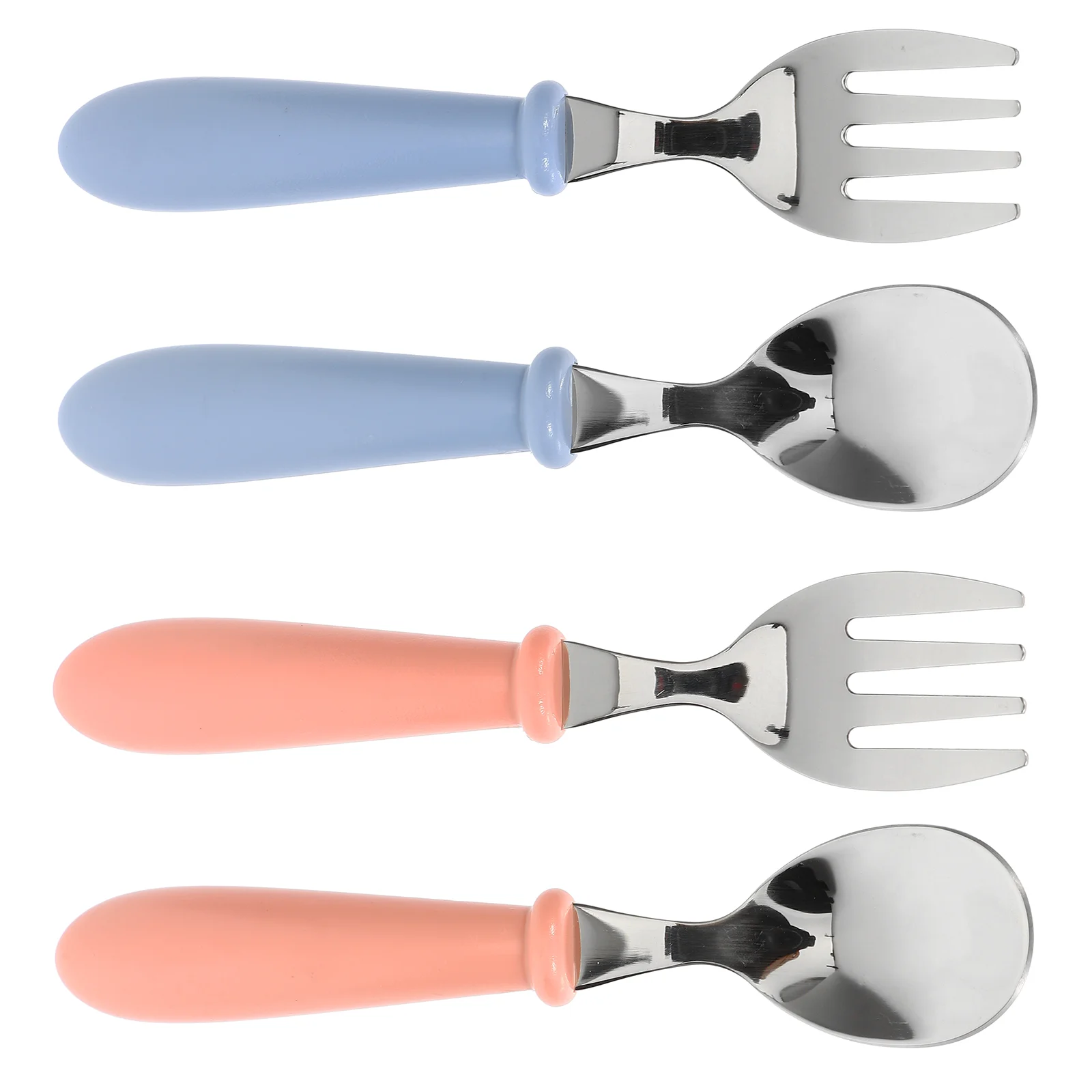 4 Pcs Stainless Steel Spoon Fork Toddler Eating Utensils Baby Feeder Spoons and Forks Food Serving Cutlery Feeding Portable