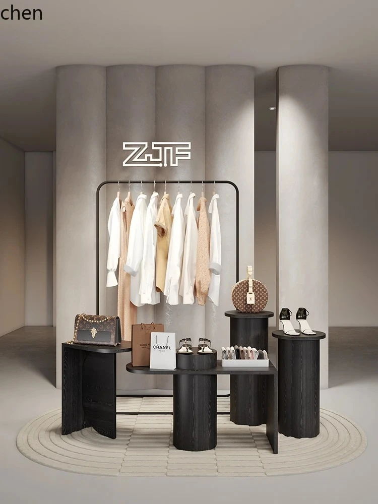 ZML High-End Center Island Water Flow Table Wood Grain Display Cabinet Product Display Stand Store Display Rack