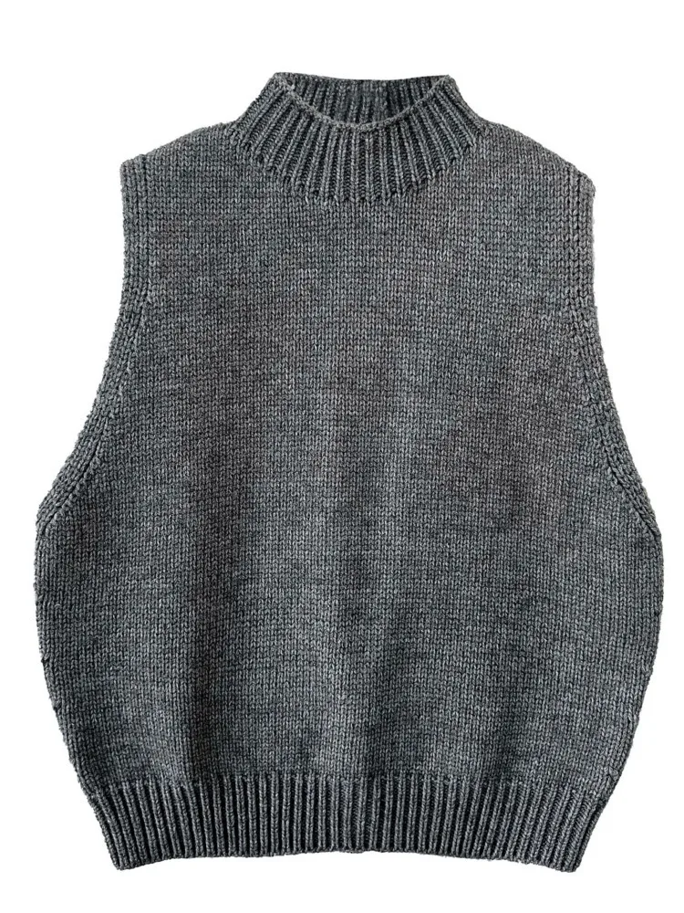 WHTREND الكورية نمط الصوف أنيقة محبوك سترة للنساء الشتاء الوقوف طوق الظهر جوفاء الطبقات سترة كل مباراة أعلى WH2205 #5