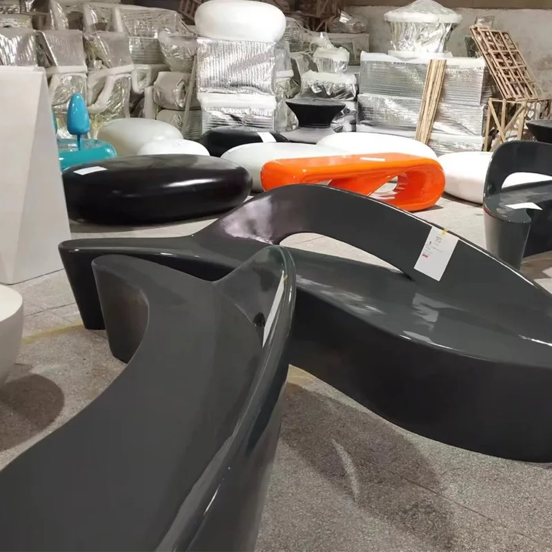 FRP Meichen Leisure Furniture Outdoor FRP Curved Chair Shopping Mall Creative FRP Meichen Long Bench
