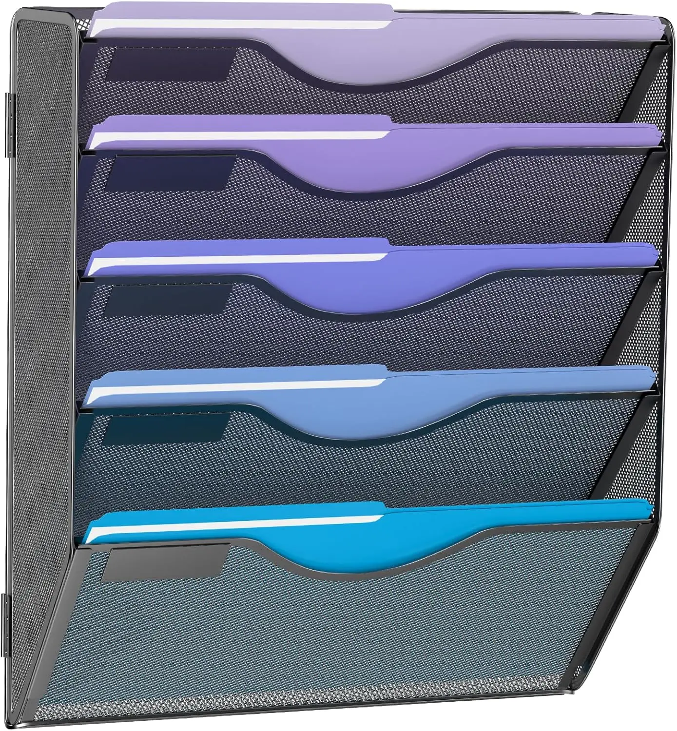 

5-уровневый настенный органайзер для файлов, сетчатый держатель для бумаг и почты для домашнего офиса, черный