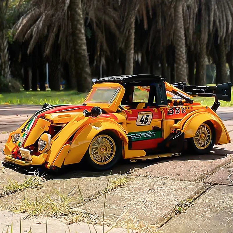 2369PCS 1:10 스케일 레트로 레이싱카 블록 모델 장난감 조립 브릭 시티 스포츠카 장식품 선물용