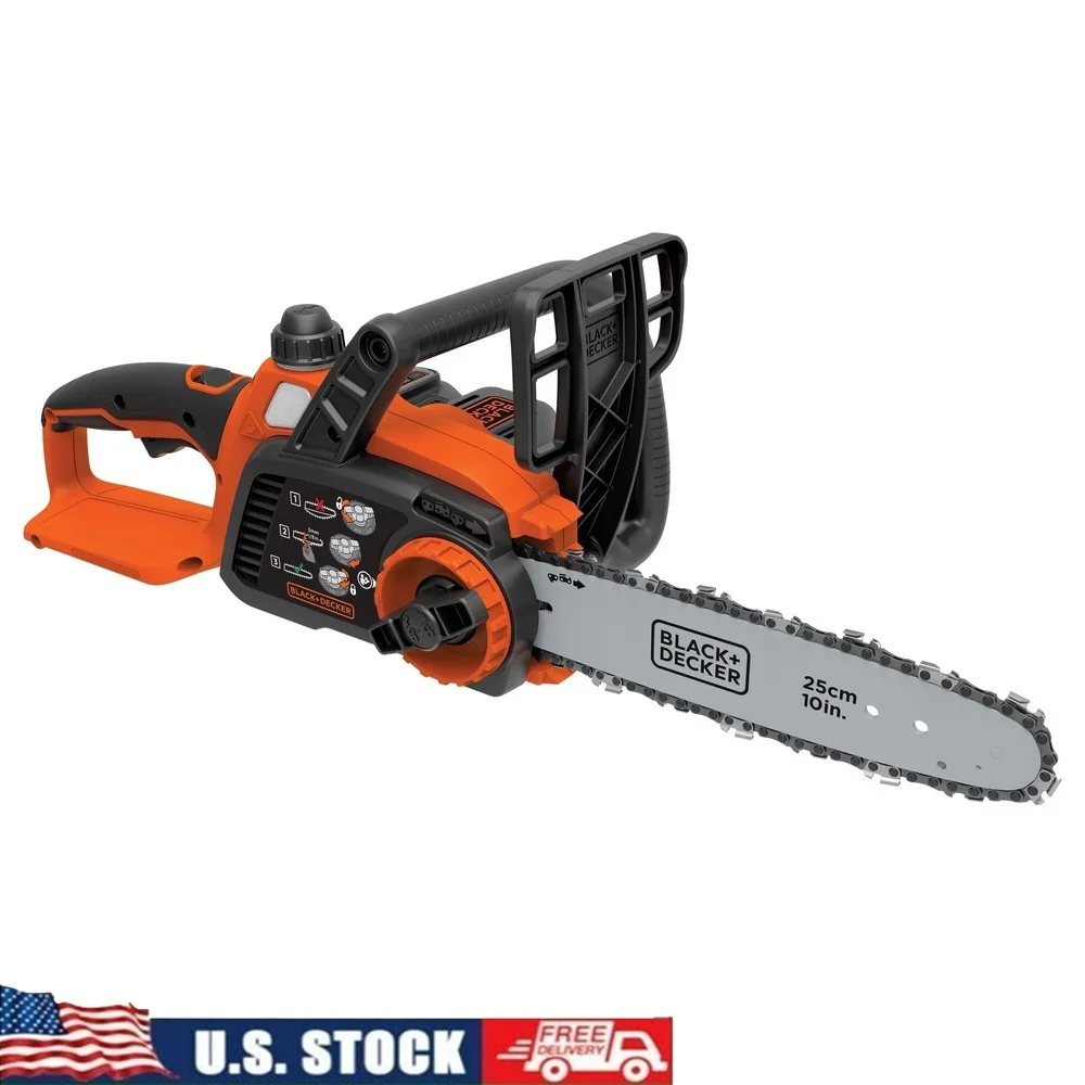 Motosserra sem fio 20V MAX Carregador de bateria de 10 polegadas incluído Ferramenta Sistema de lubrificação de tensionamento de corrente grátis Capacidade de corte de 8 polegadas