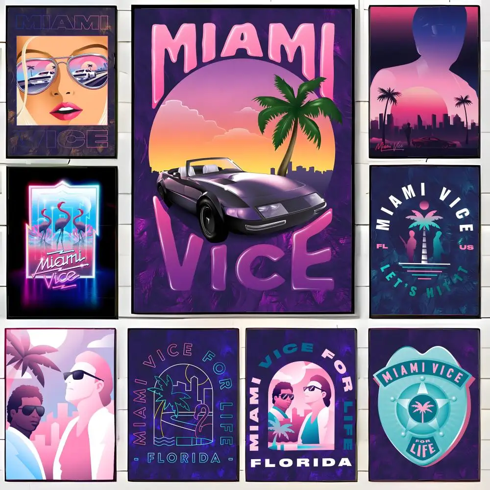 Stilvolles Krimi-Action-Spiel M-Miami Vice Poster, Wandkunstdruck, Poster, dekoratives Wandbild, Heimdekoration, Geschenk, ungerahmt