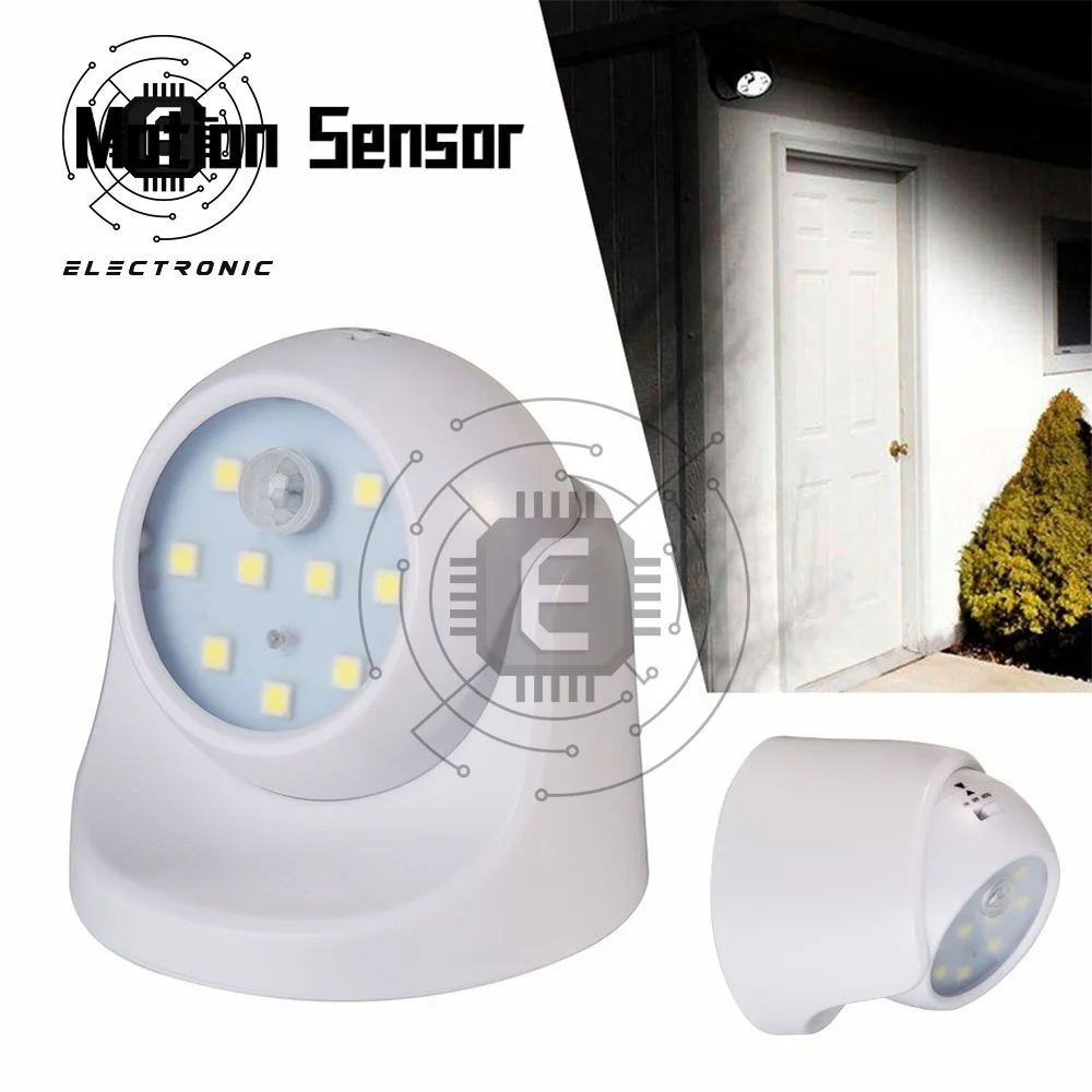 Sensore di movimento PIR luce notturna 9 Led rotazione a 360 gradi rilevatore Wireless luce notturna lampada da parete accensione/spegnimento automatico luce corridoio armadio