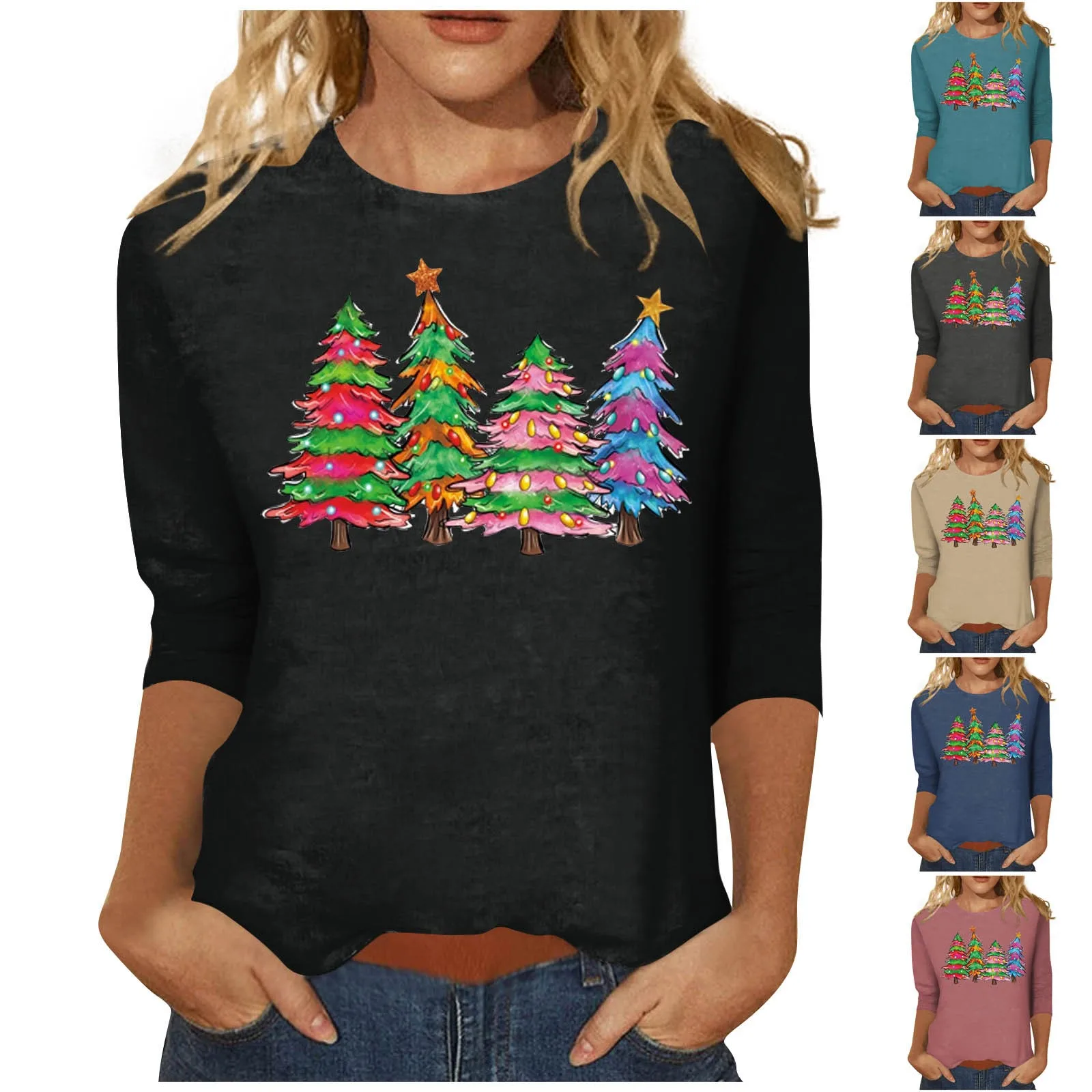 Pull à col rond pour femme, haut de Noël, loisirs urbains, bonhomme de neige de Noël, pull imprimé Kawaii, Y