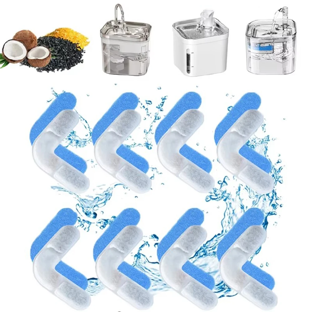 Filtro de fonte de água para gato, substituição de filtro de fonte para animais de estimação, em forma de l, lavável, filtro de fonte de água animal para fonte quadrada de gato