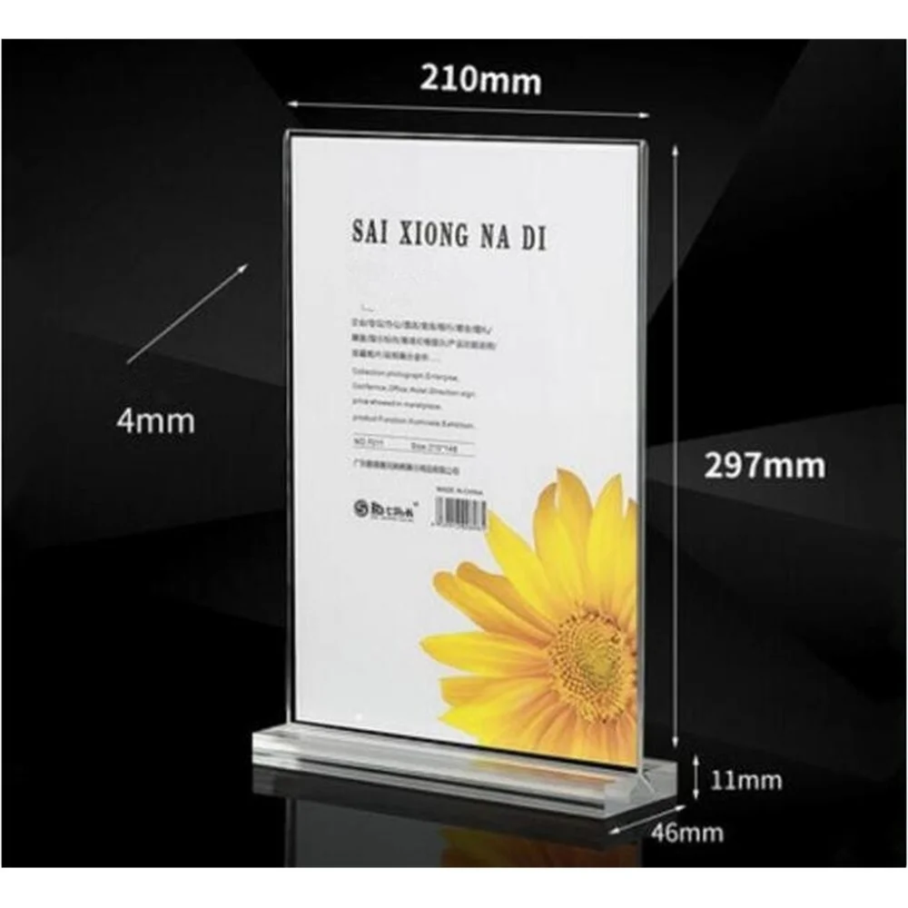 T-shape Clear Acrylic Display Card Holder A4/a5 Restaurant Advertising Poster Price List Of Drinks Menu Sign Frame Rack