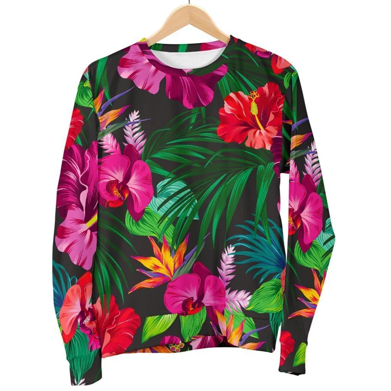 

Hawaiian Flower 3D Printing Sweatshirts Men Women Pullovers Sweater Oversized Loose Hoodie Leisure Long Sleeve Male Sweaters