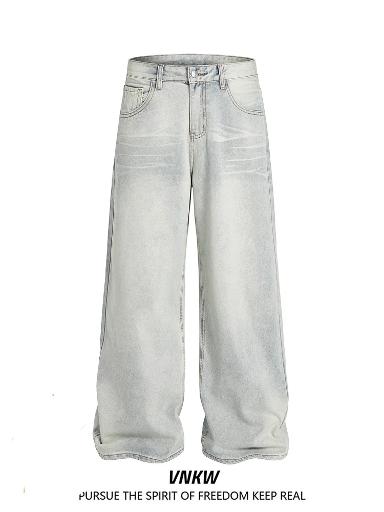 

Мужские летние тонкие джинсы American Sle в стиле ретро, свободного прямого кроя, с широкими штанинами, струящиеся, для повседневной носки, молодежные, популярные