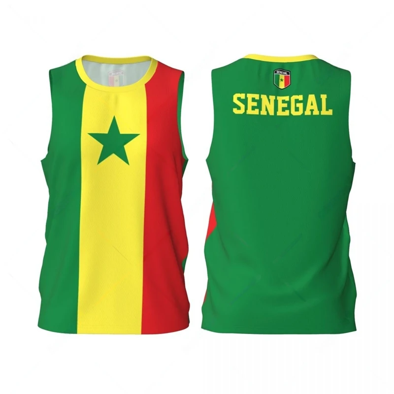 Senegal Flag Graphic Tank Tops Simple Fashion Men Women 3D Printed Basketball Jersey Tees Loose Sports Sleeveless T Shirts Vest